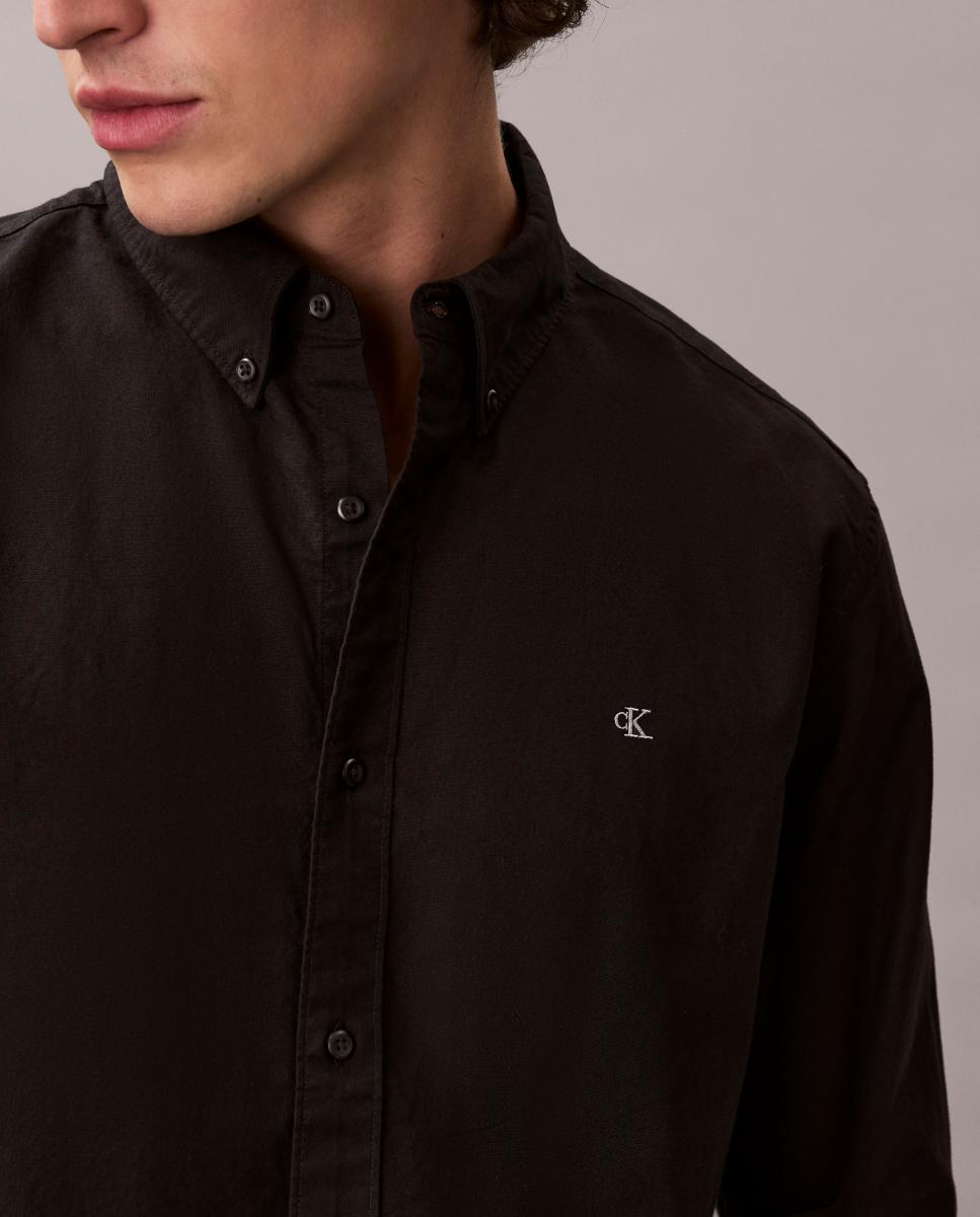 Camisa Hombre Oxford clásica lisa - Calvin Klein Jeans - Negro Negro-3