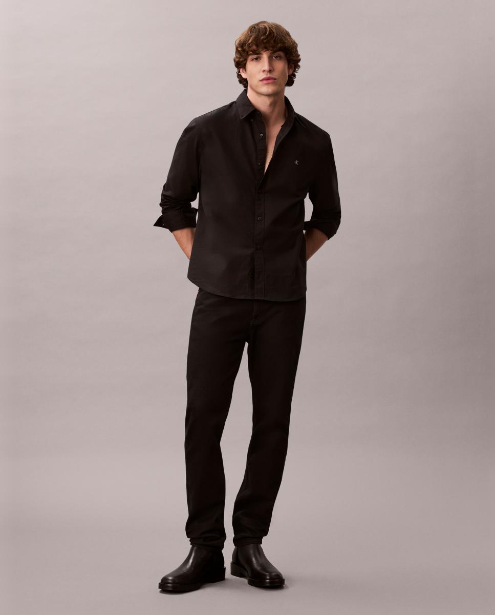 Camisa Hombre Oxford clásica lisa - Calvin Klein Jeans - Negro Negro-5