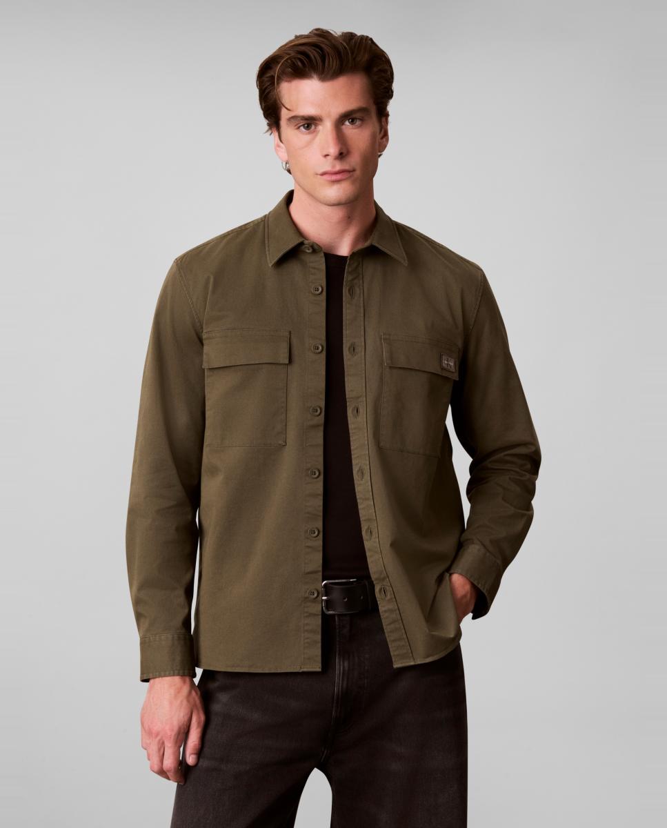 Sobrecamisa Hombre de algodón confort - Calvin Klein Jeans - Verde militar Verde militar-1