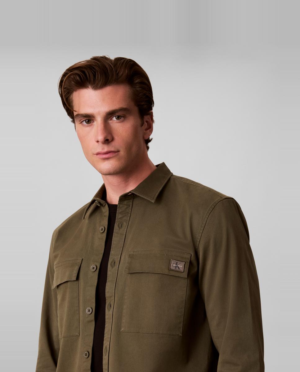 Sobrecamisa Hombre de algodón confort - Calvin Klein Jeans - Verde militar Verde militar-3