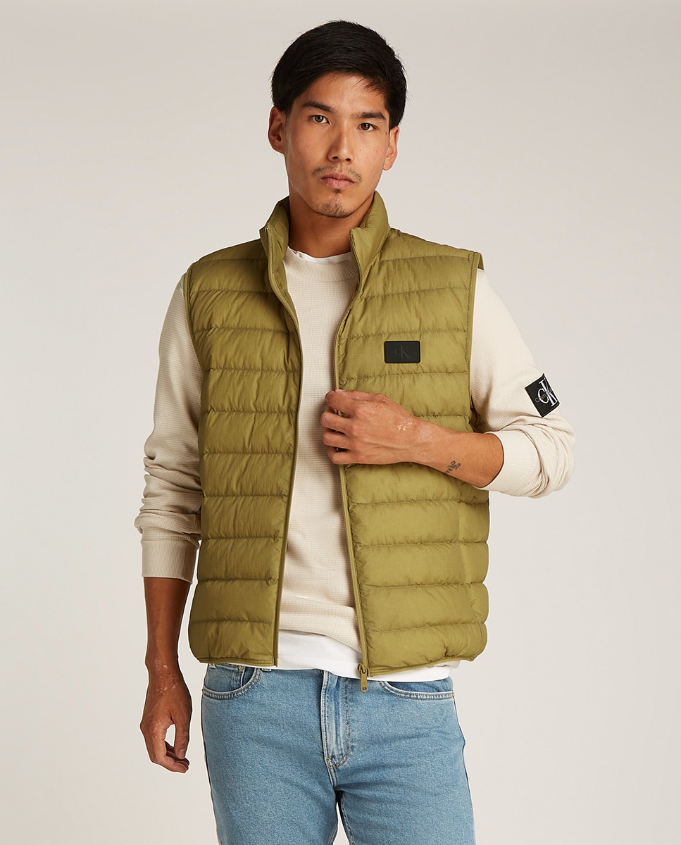 Colete Acolchoado com Insígnia Verde-escuro-1