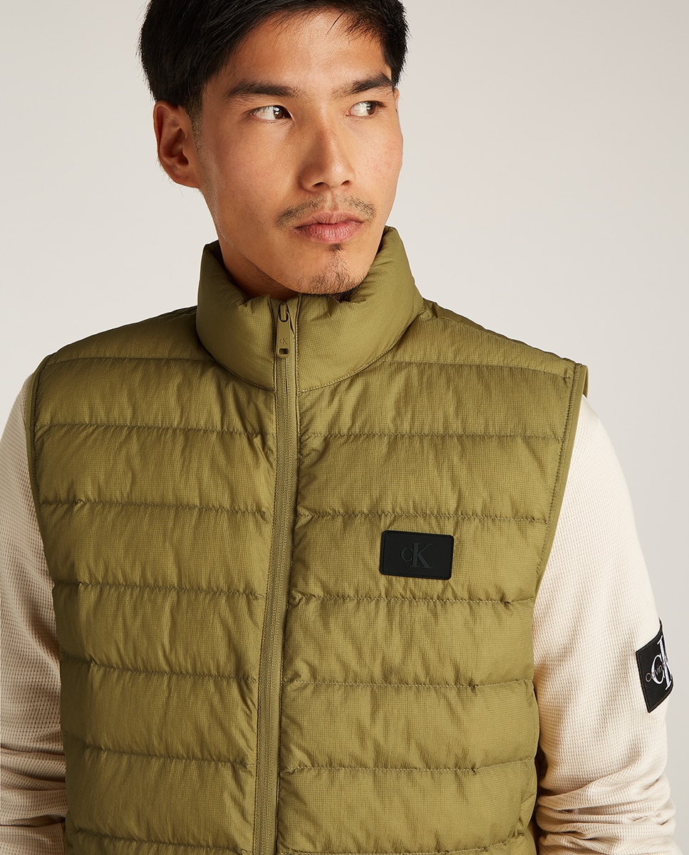 Colete Acolchoado com Insígnia Verde-escuro-3