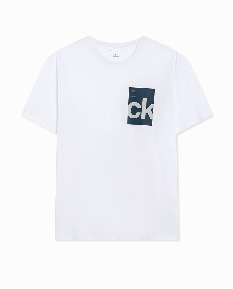 T-shirt com Ilustração Branco-1