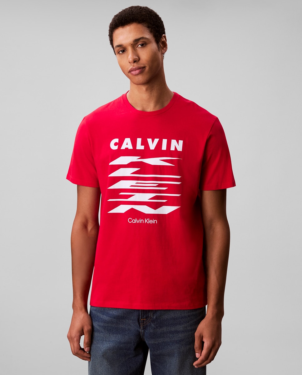 T-shirt com Ilustração Vermelho-1