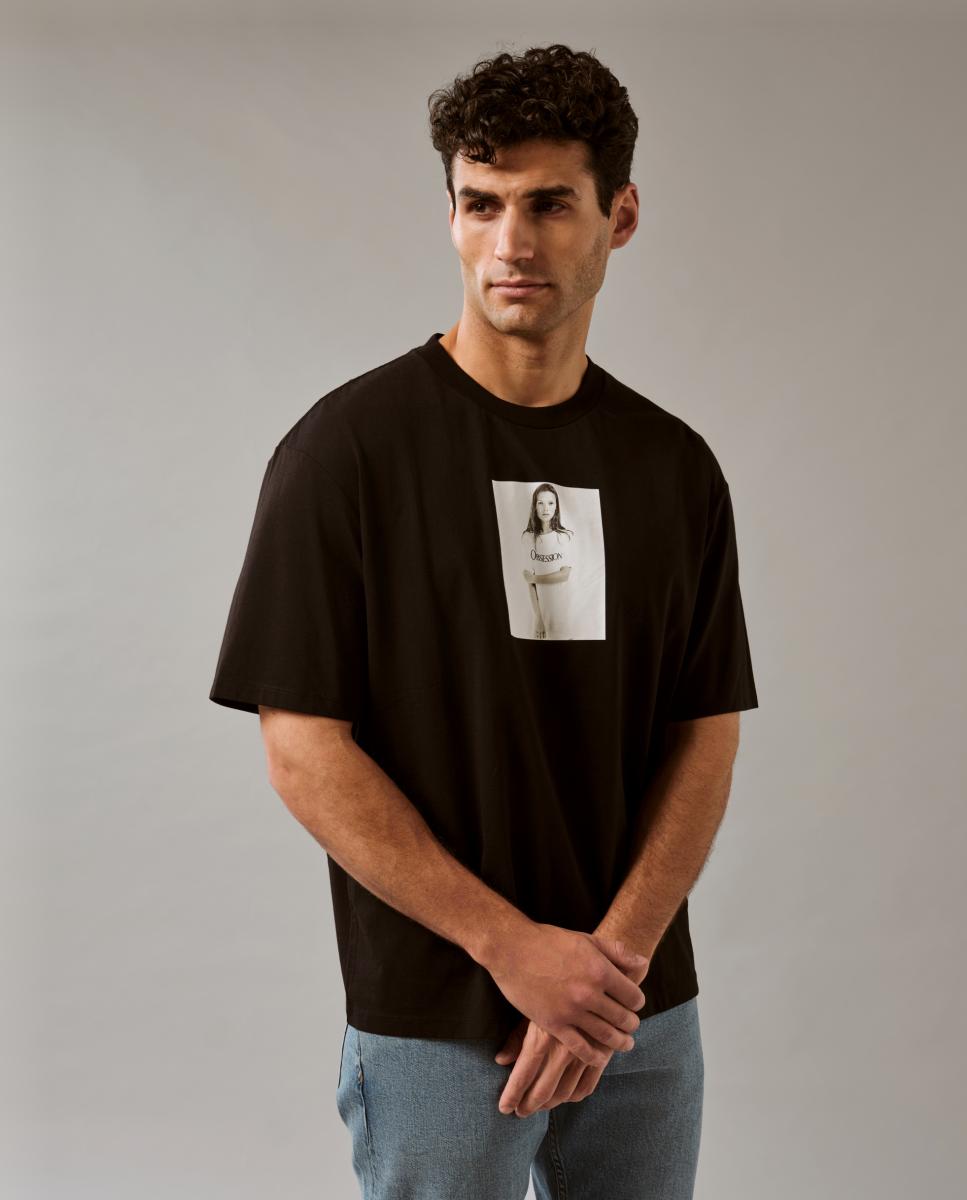 T-shirt com Estampado Gráfico Kate Moss Preto-4