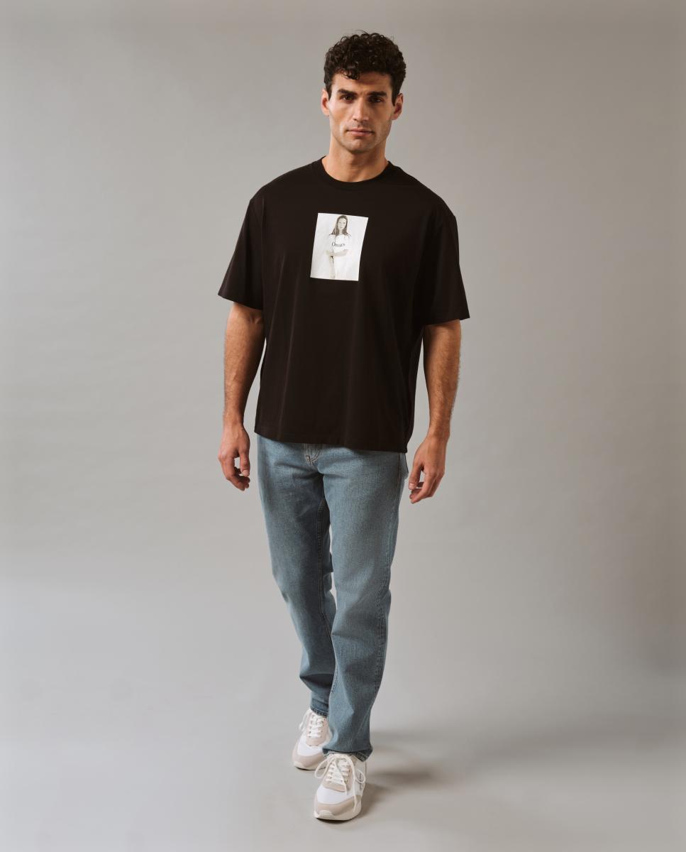 T-shirt Unissexo com Estampado Gráfico Kate Moss Preto-8