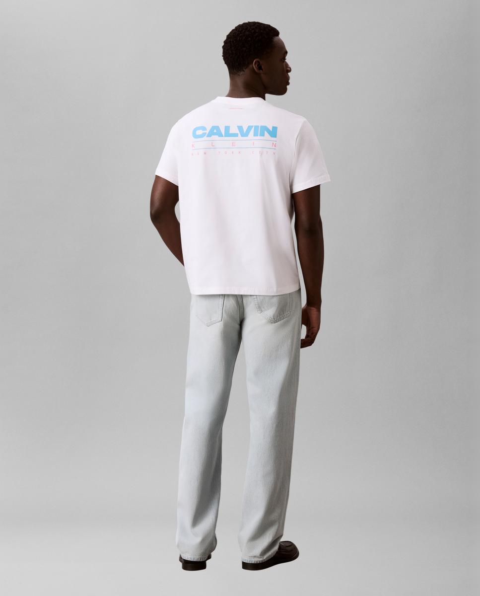 T-shirt com Estampado Gráfico nas Costas Branco-2