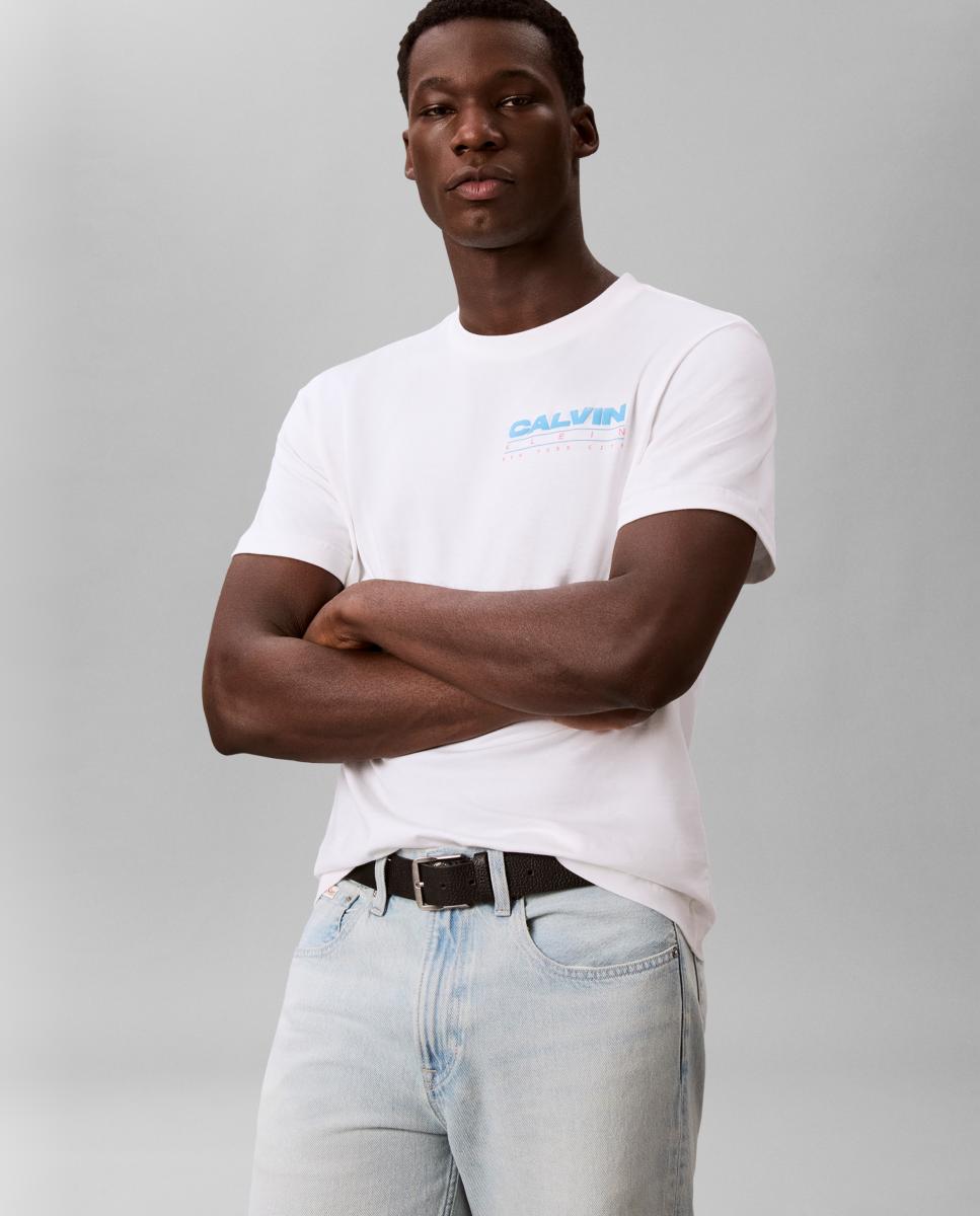 T-shirt com Estampado Gráfico nas Costas Branco-5