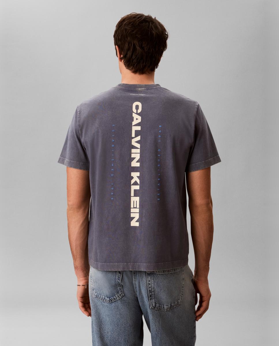 T-shirt com Estampado Gráfico nas Costas Azul-2