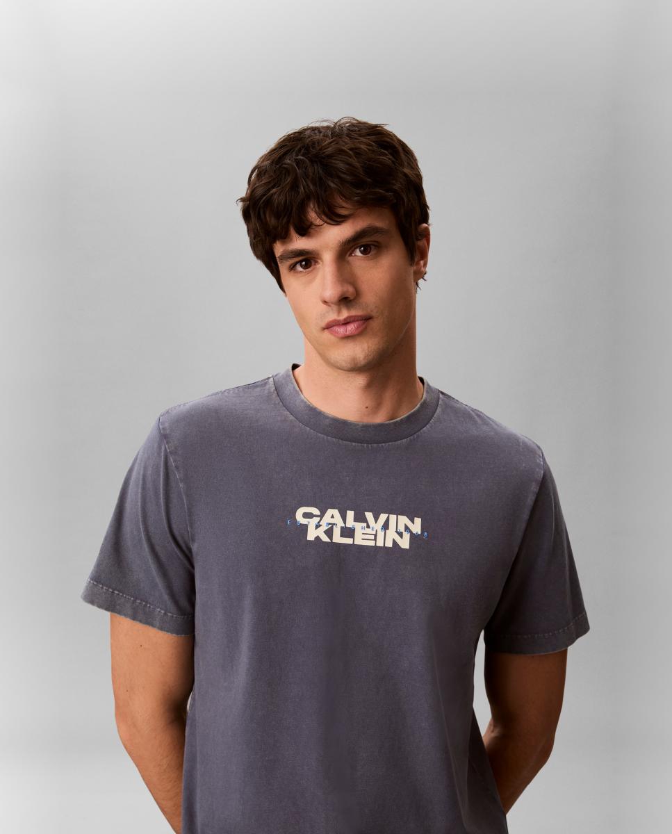 T-shirt com Estampado Gráfico nas Costas Azul-3
