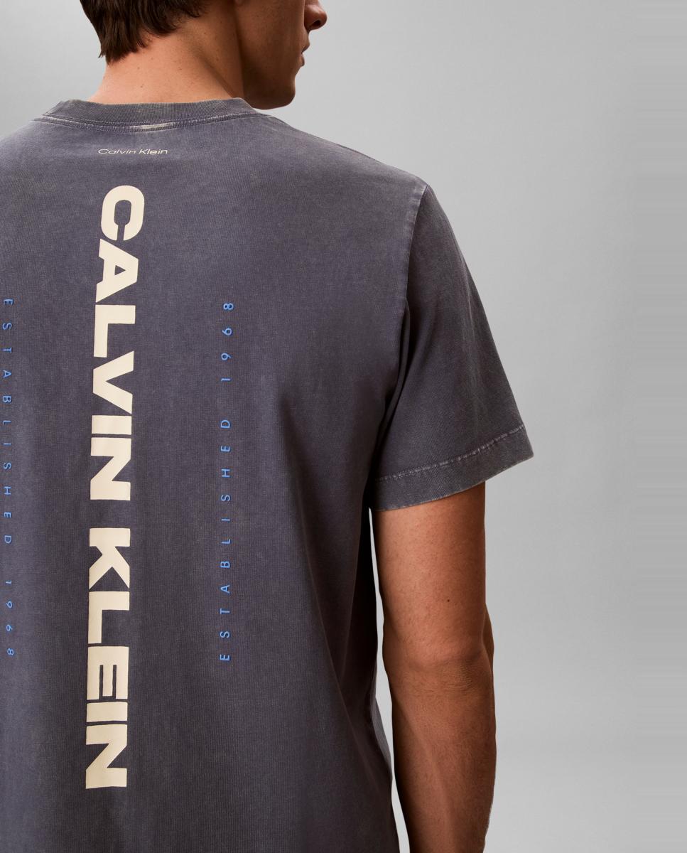 T-shirt com Estampado Gráfico nas Costas Azul-4