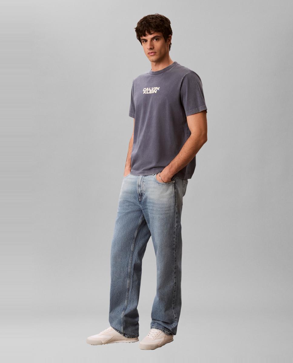 T-shirt com Estampado Gráfico nas Costas Azul-5