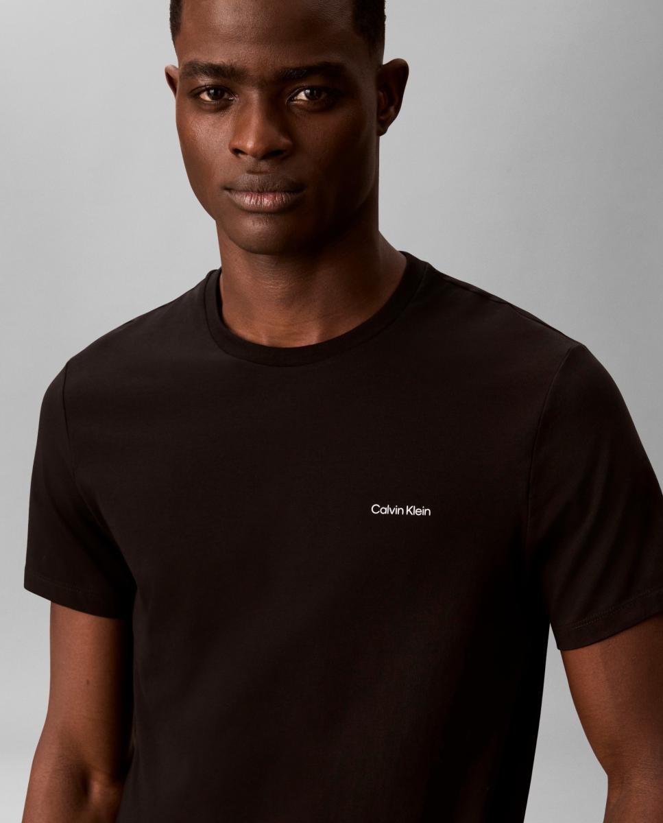 Camiseta Hombre slim algodón elástico bordado - Calvin Klein Jeans - Negro Negro-3