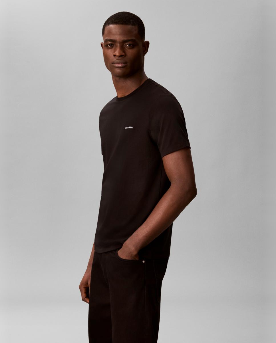 Camiseta Hombre slim algodón elástico bordado - Calvin Klein Jeans - Negro Negro-4