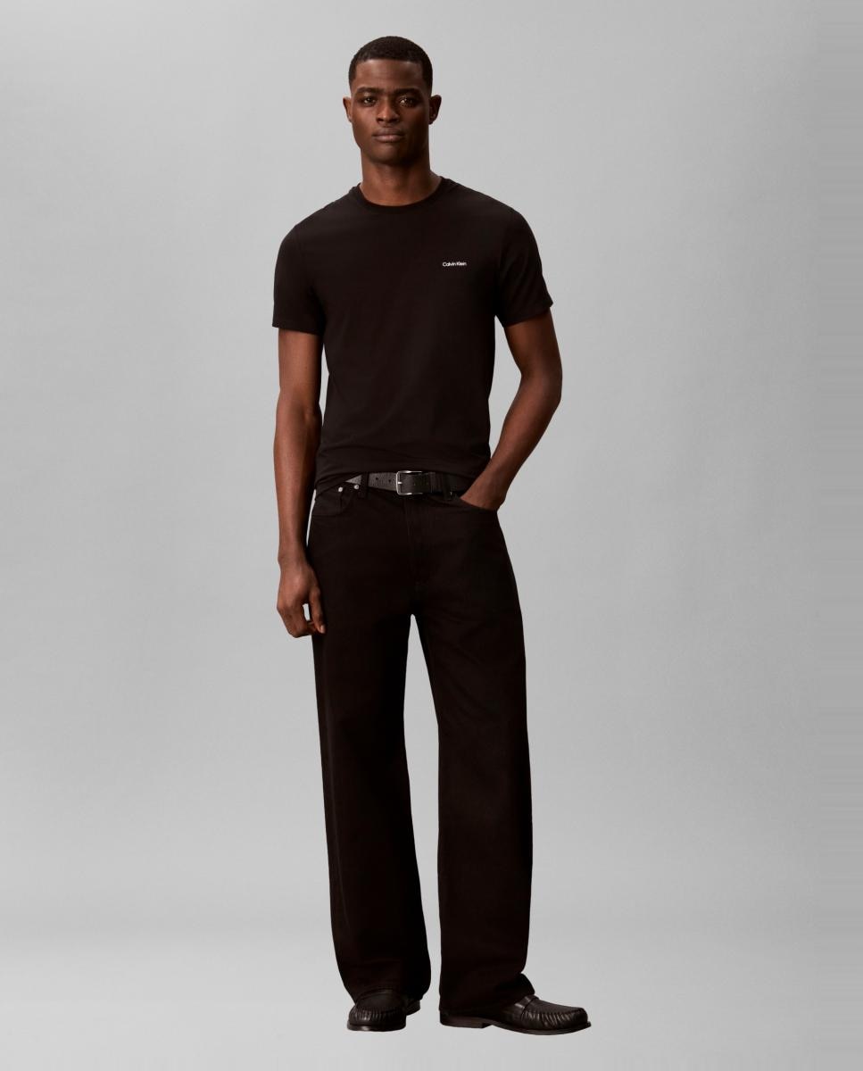 Camiseta Hombre slim algodón elástico bordado - Calvin Klein Jeans - Negro Negro-6