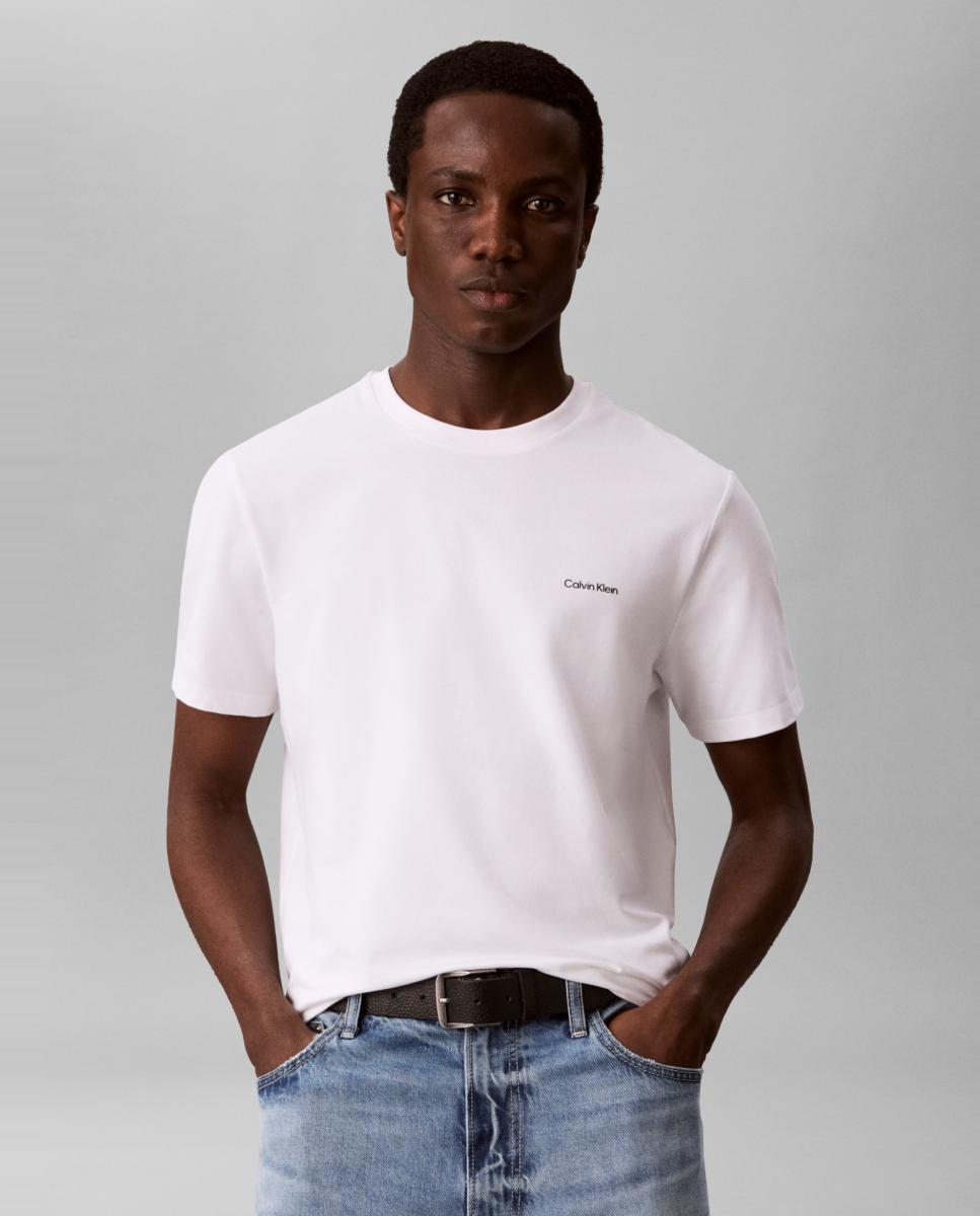 Imagen 0 de Camiseta Hombre slim algodón elástico bordado Blanco