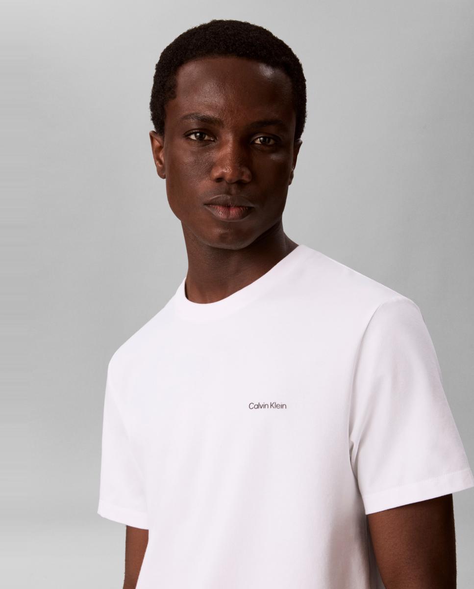 Camiseta Hombre slim algodón elástico bordado - Calvin Klein Jeans - Blanco Blanco-3