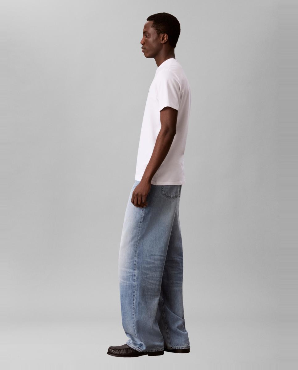 Camiseta Hombre slim algodón elástico bordado - Calvin Klein Jeans - Blanco Blanco-4