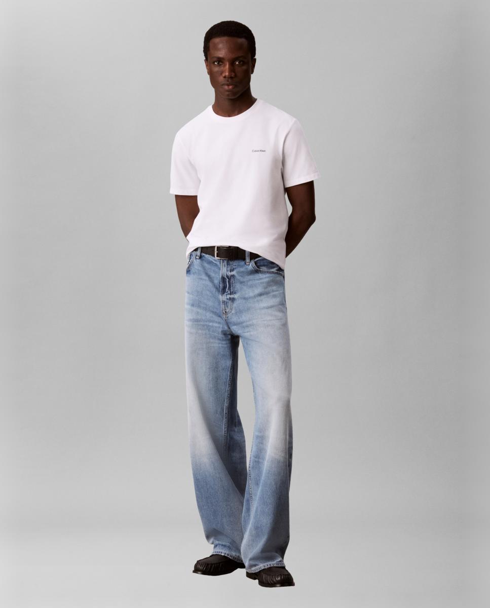Camiseta Hombre slim algodón elástico bordado - Calvin Klein Jeans - Blanco Blanco-6