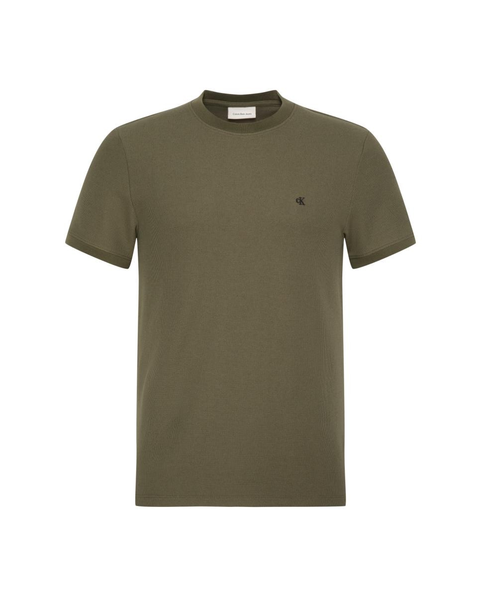 Camiseta Hombre slim waffle cuello redondo - Calvin Klein Jeans - Verde militar Verde militar-5