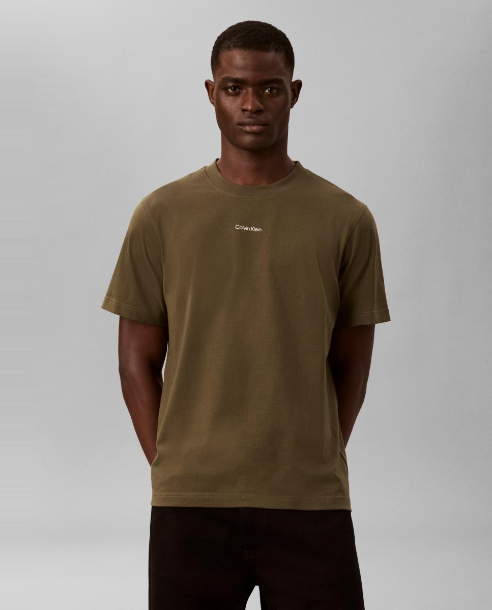 Imagen 0 de Camiseta Hombre gráfica Calvin espalda Verde militar