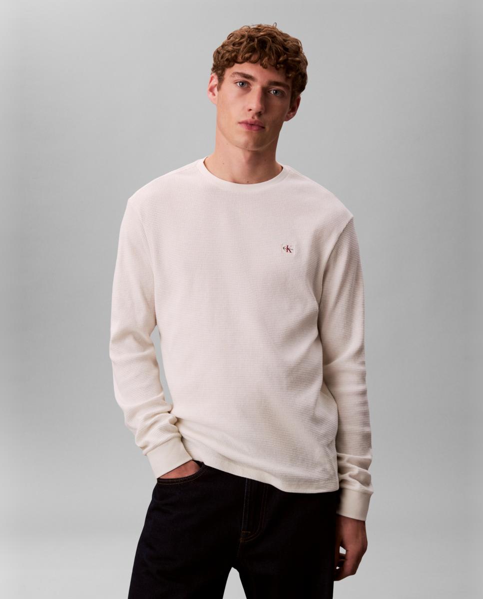 Camiseta Hombre de manga larga con logo - Calvin Klein Jeans - Crudo Crudo-1