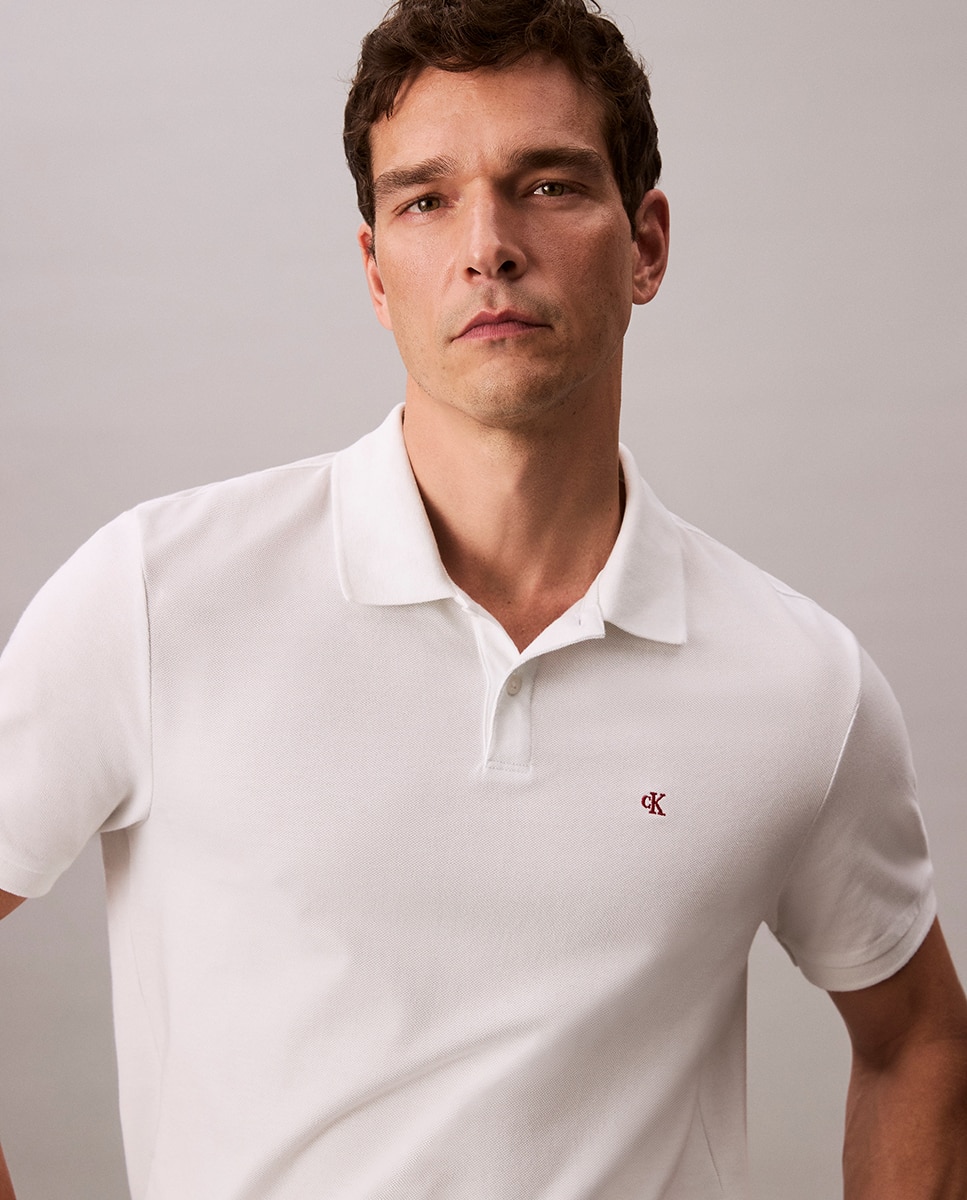 Polo Piqué com Monograma Branco-4
