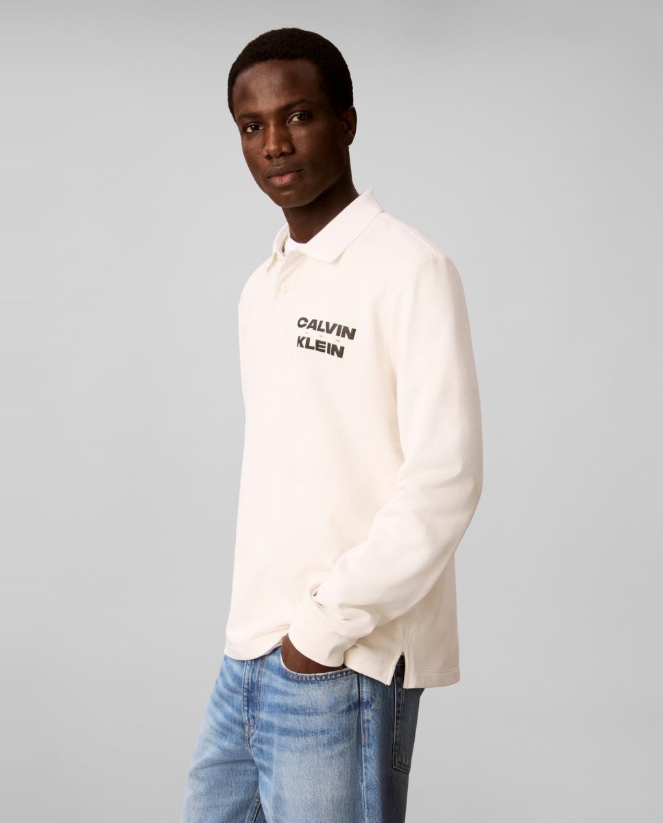 Imagen 4 de Polo Hombre manga larga con logo - Calvin Klein Jeans - Crudo Crudo