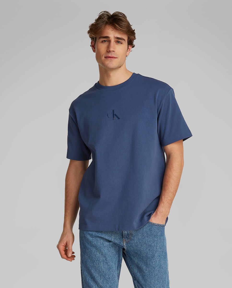 T-shirt com Monograma Azul-marinho-1