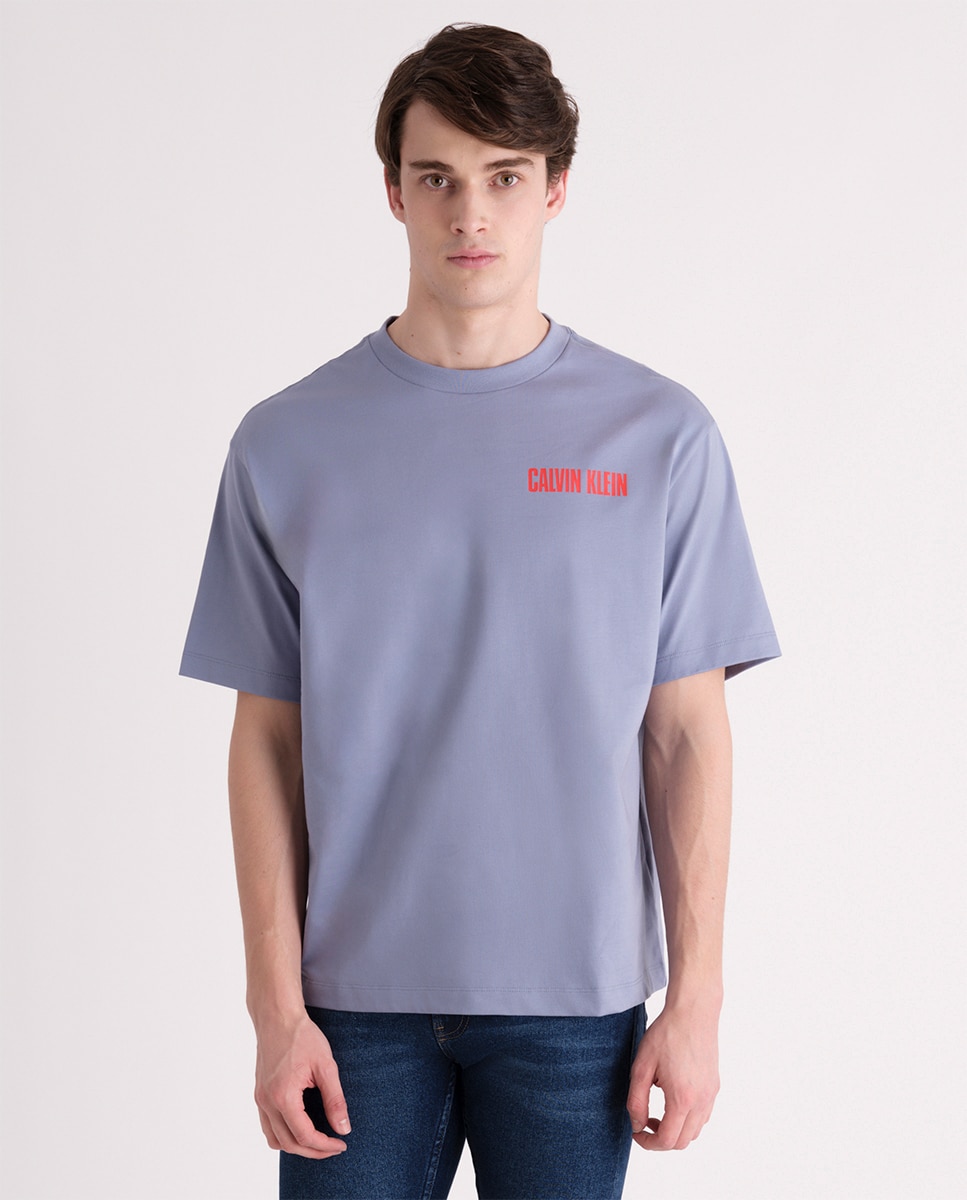 T-shirt com Costas Estampadas Azul-1