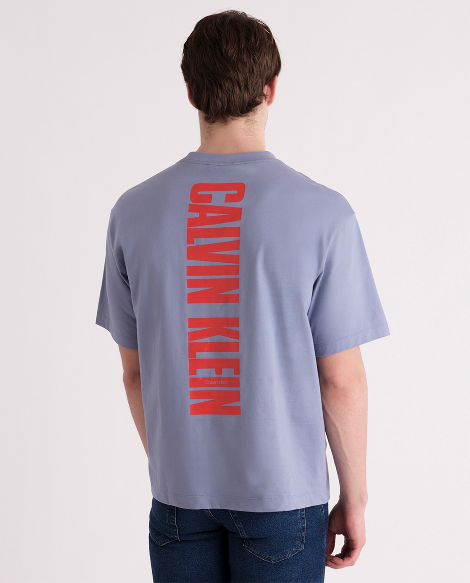 T-shirt com Costas Estampadas Azul-2