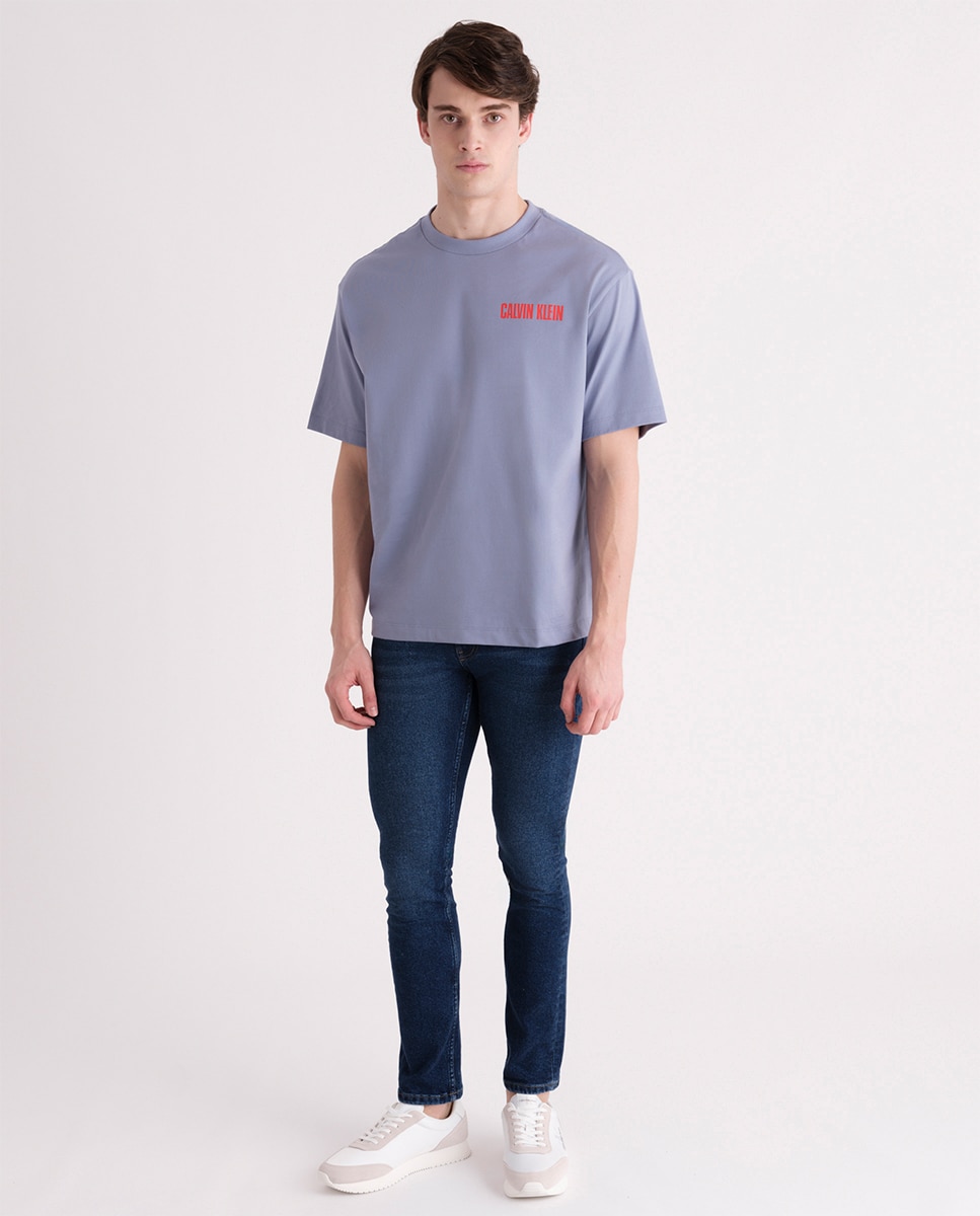 T-shirt com Costas Estampadas Azul-4