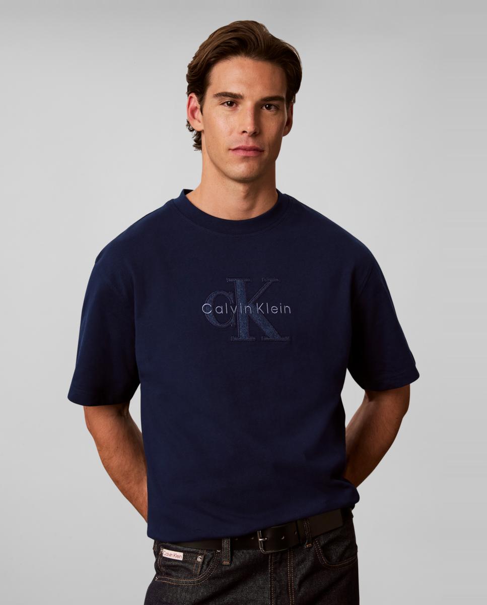 Camiseta Hombre monologo efecto lavado - Calvin Klein Jeans - Azul Azul-4