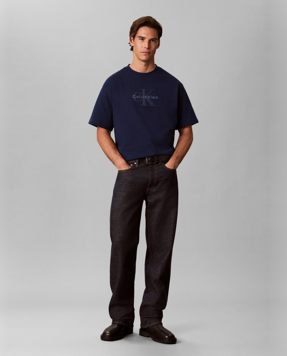 Camiseta Hombre monologo efecto lavado - Calvin Klein Jeans - Azul Azul-6