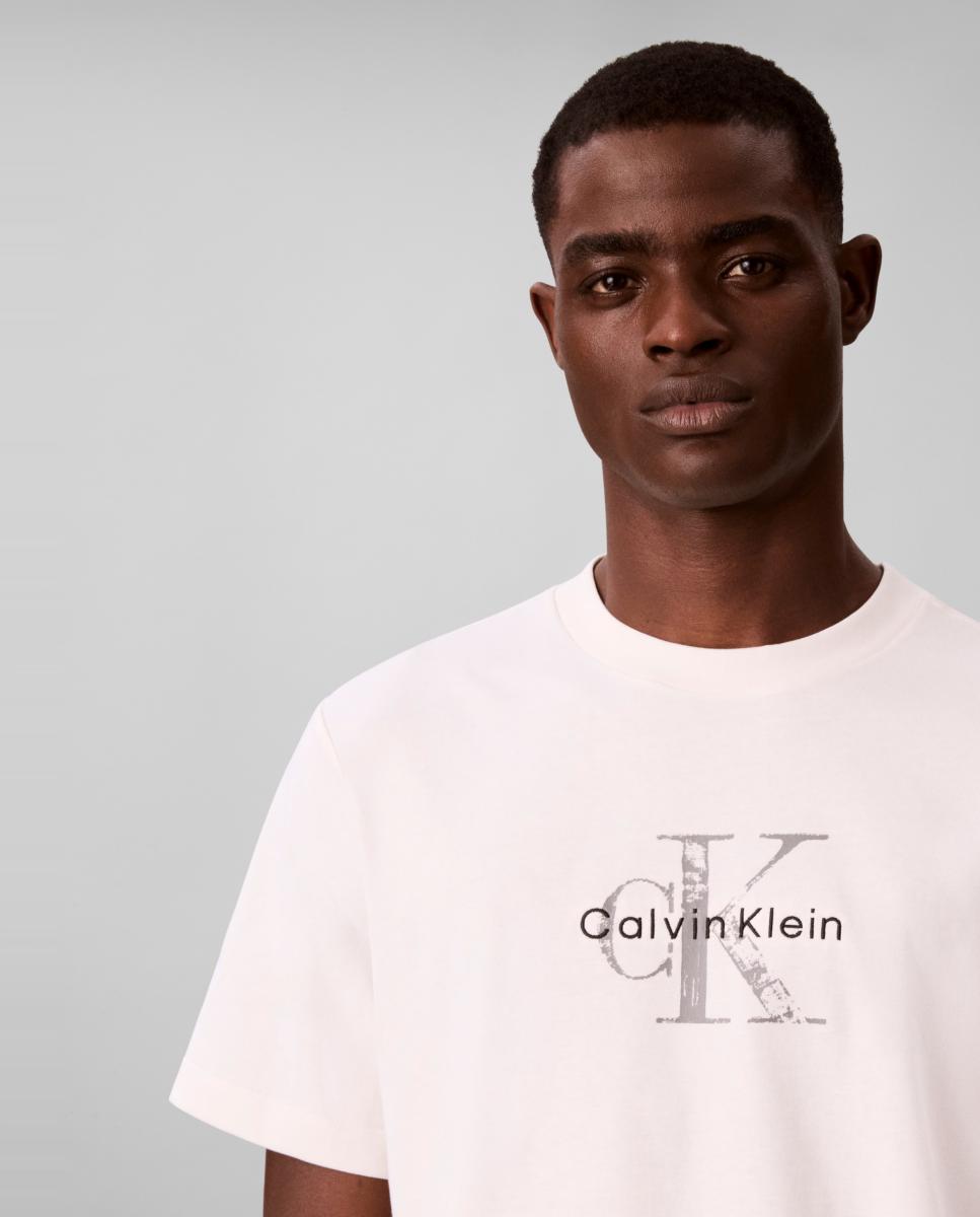 Camiseta Hombre gráfica monologo efecto desgastado - Calvin Klein Jeans - Crudo Crudo-3
