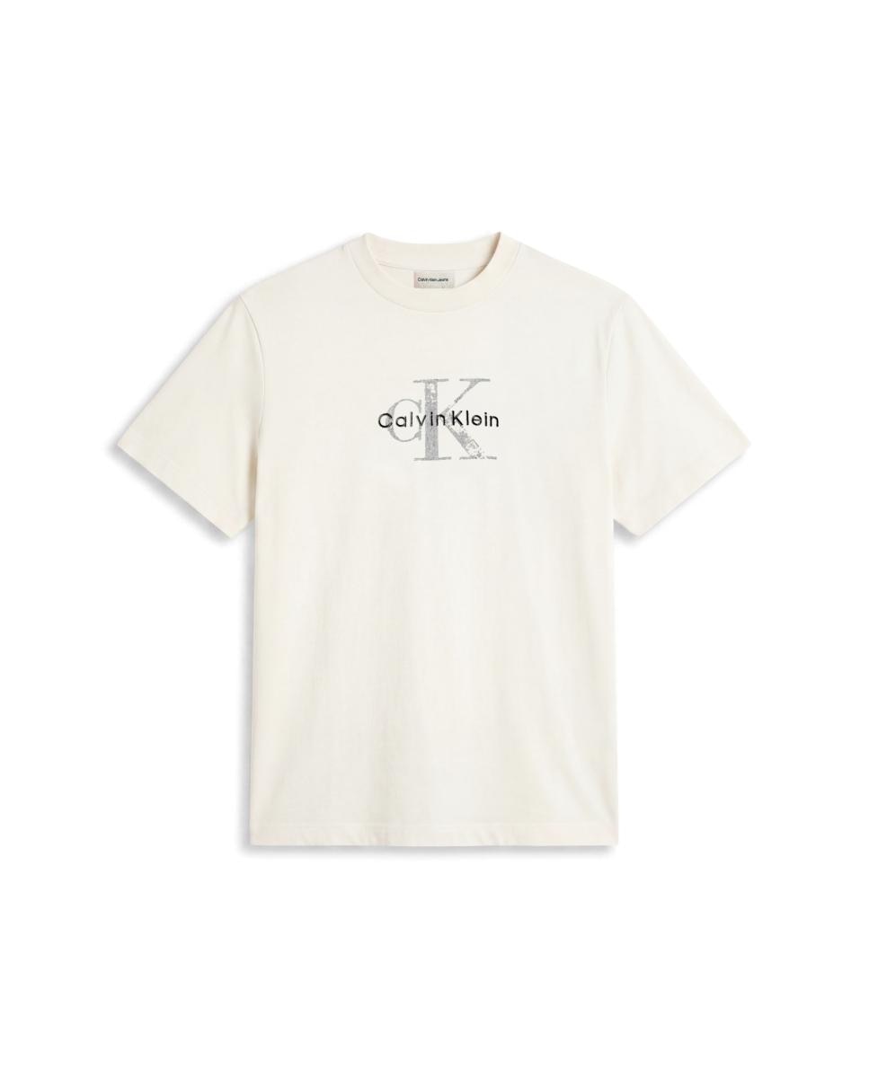 Camiseta Hombre gráfica monologo efecto desgastado - Calvin Klein Jeans - Crudo Crudo-5