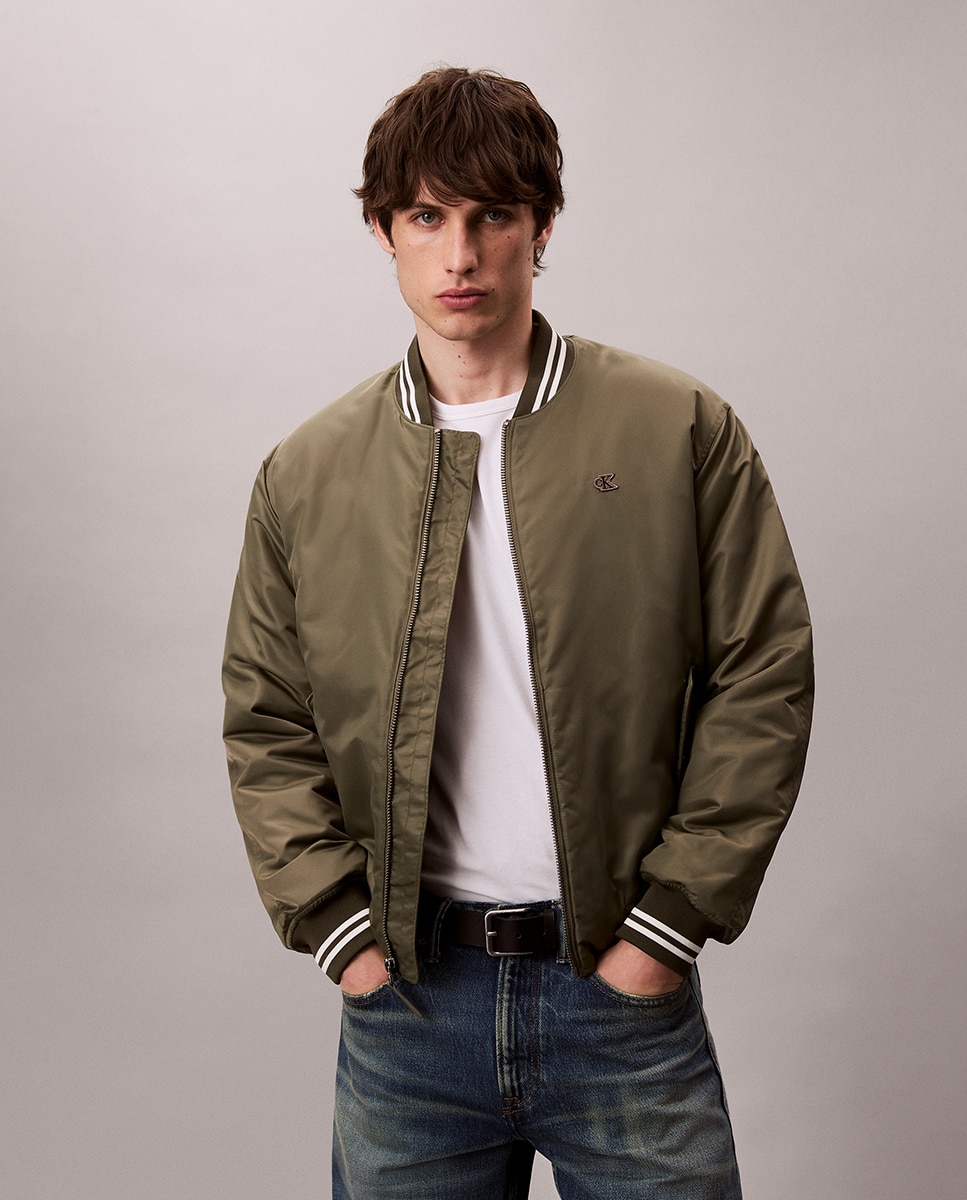 Blusão Bomber com Logótipo Verde-militar-1