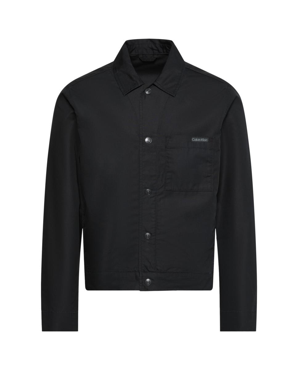 Casaco com Textura Estilo Trucker Preto-5