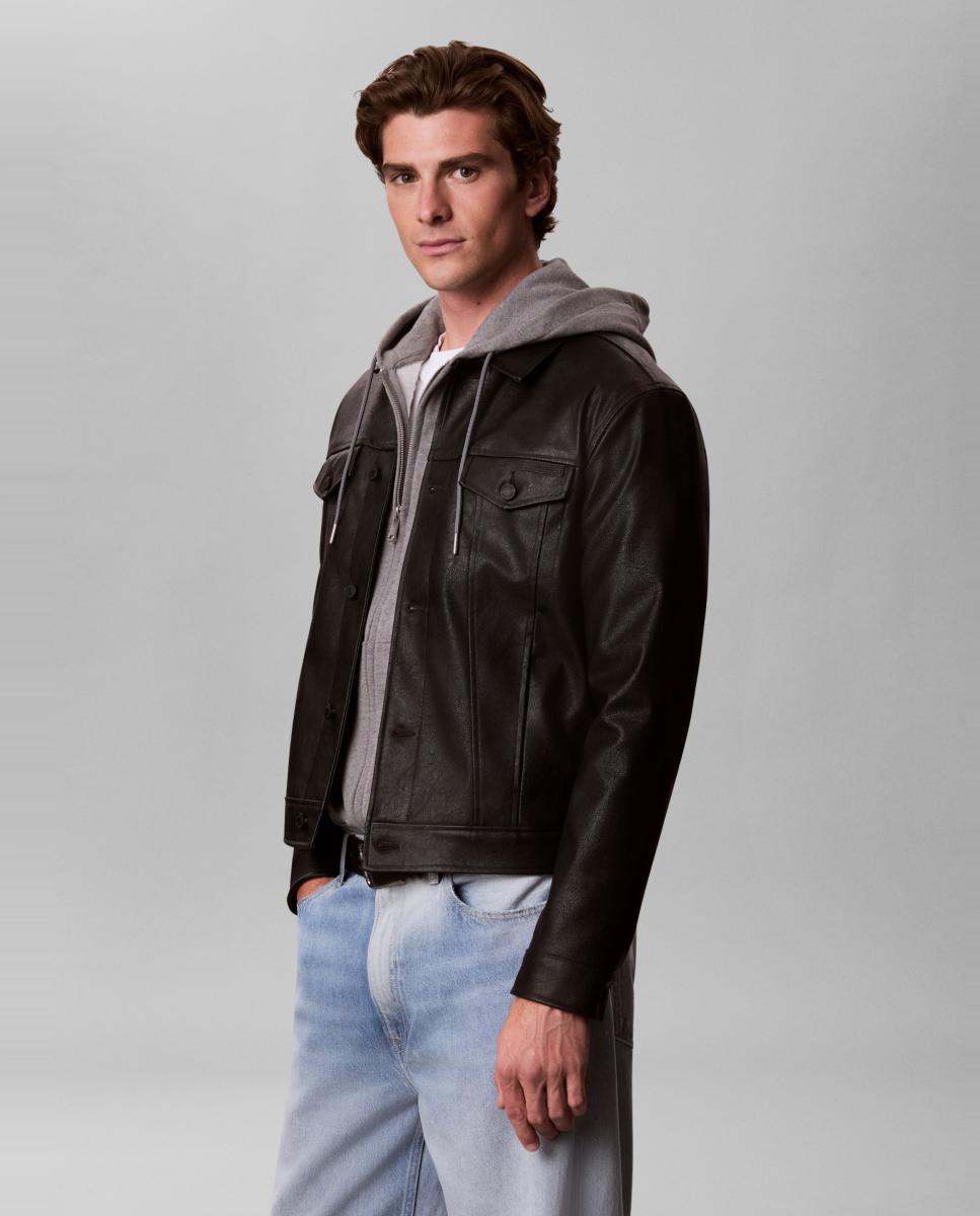 Chaqueta trucker Hombre de polipiel - Calvin Klein Jeans - Negro Negro-4