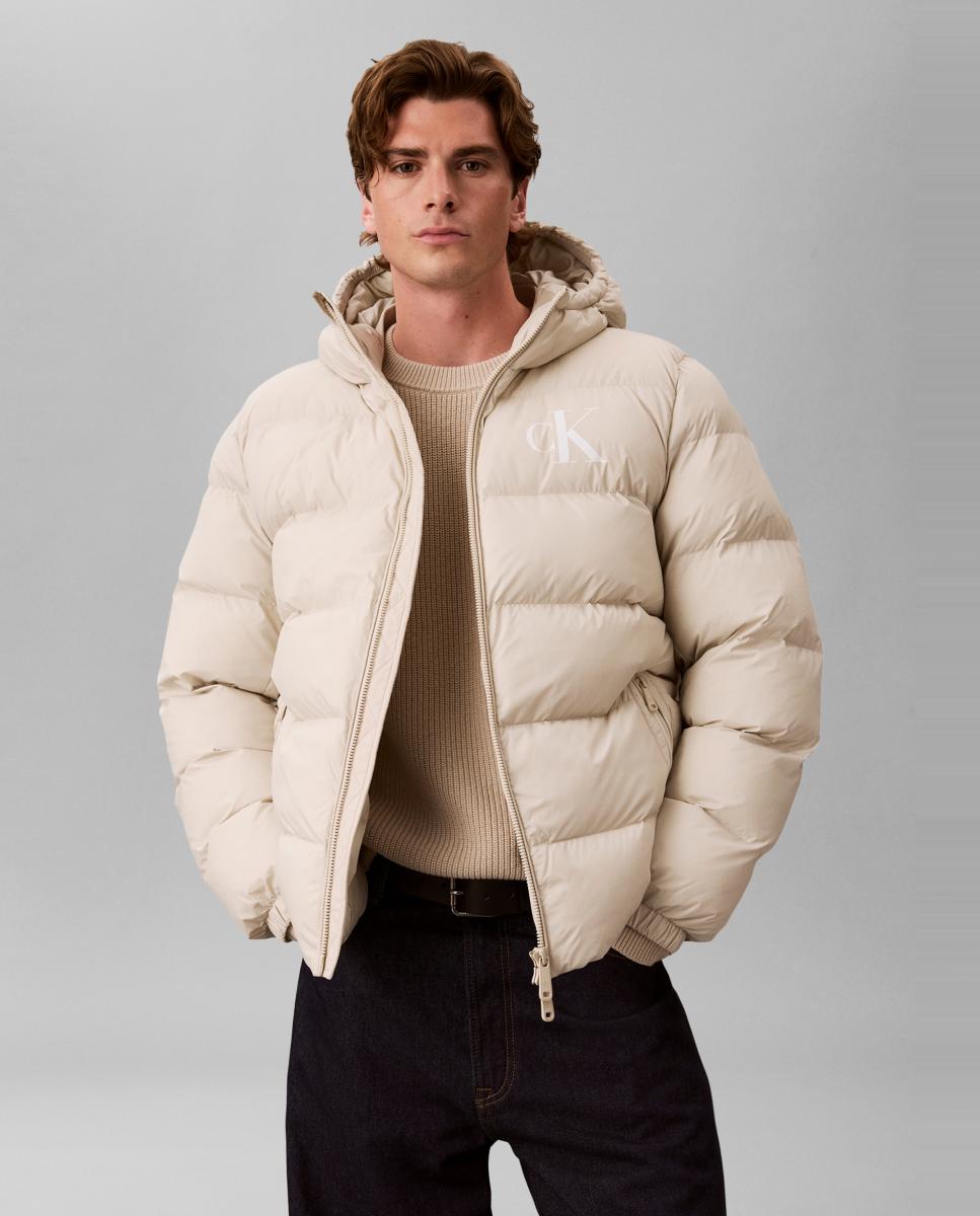 Chaqueta puffer Hombre ligera con capucha - Calvin Klein Jeans - Gris claro Gris claro-1