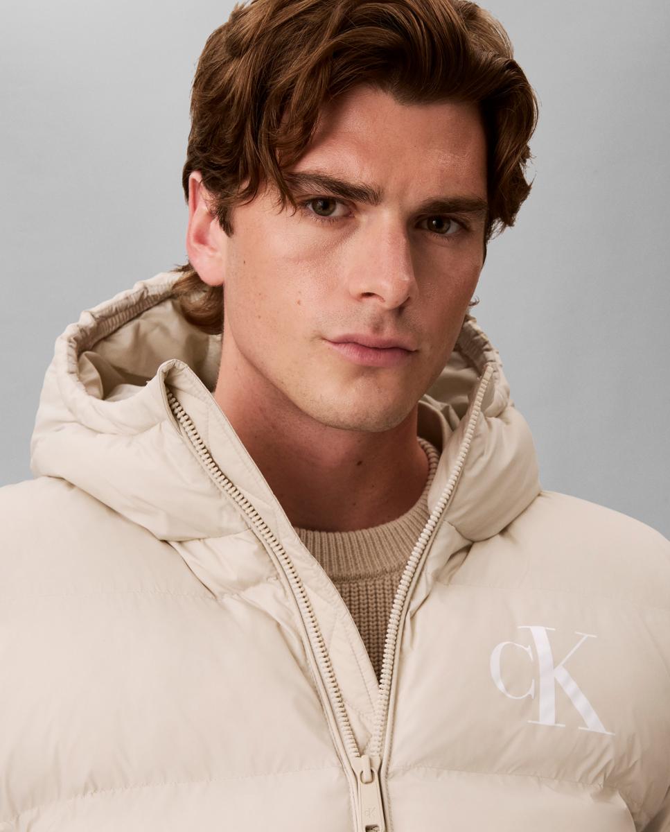 Chaqueta puffer Hombre ligera con capucha - Calvin Klein Jeans - Gris claro Gris claro-3