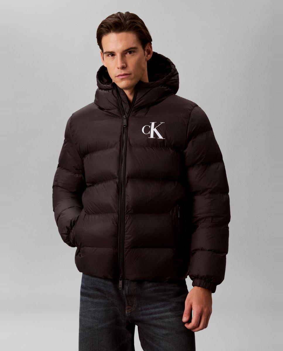 Imagen 0 de Chaqueta puffer Hombre ligera con capucha Negro