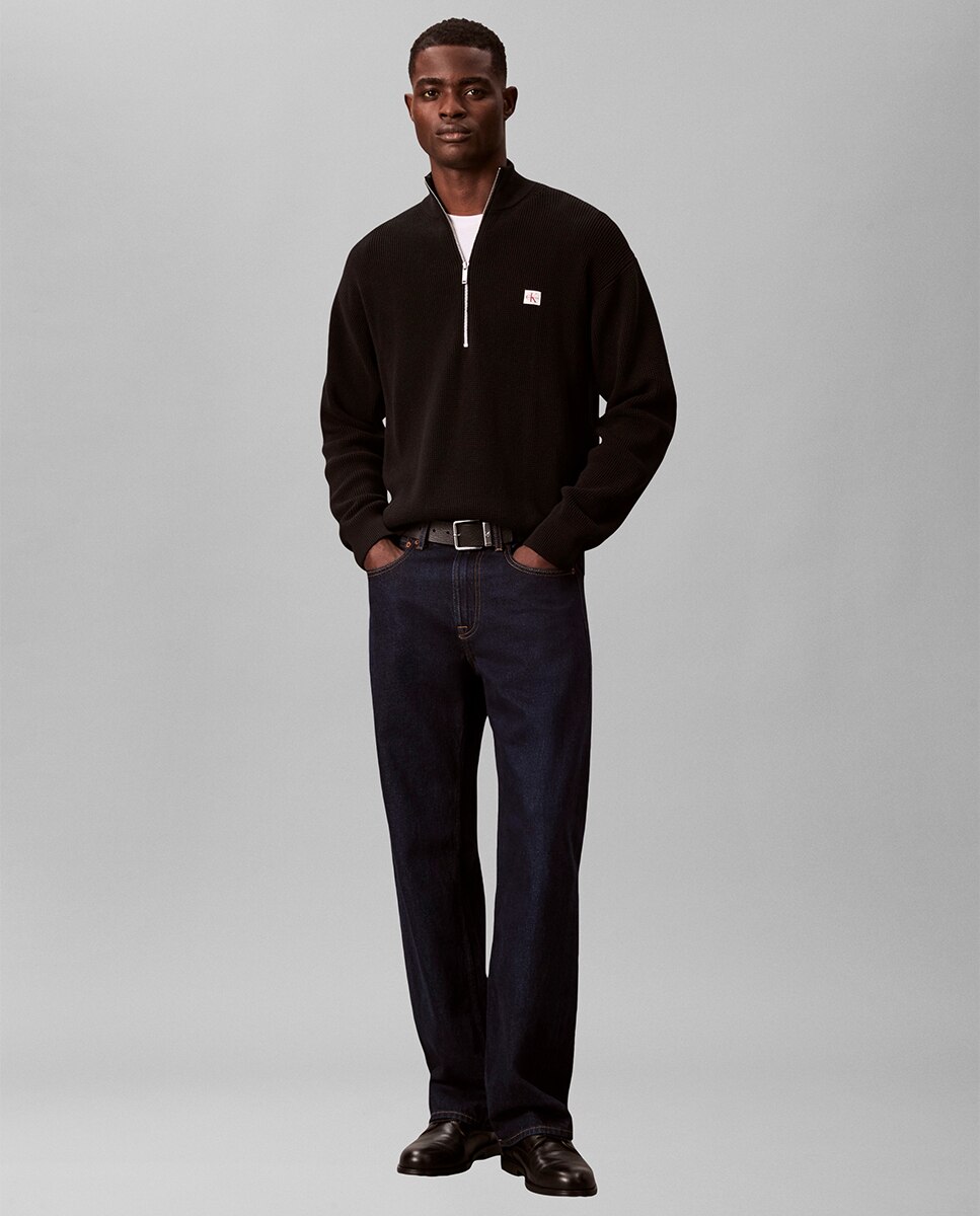 Camisola de Malha Waffle com Logótipo Preto-5