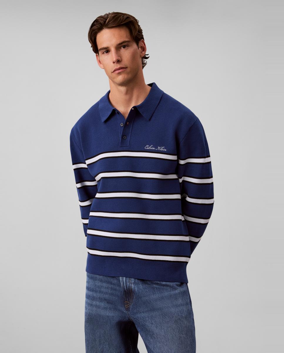 Jersey polo Hombre de algodón a rayas - Calvin Klein Jeans - Azul Azul-4