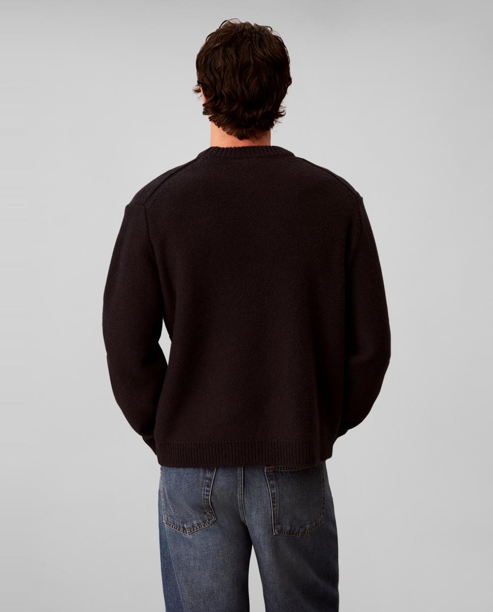 Jersey Hombre mezcla lana con monogram - Calvin Klein Jeans - Negro Negro-2