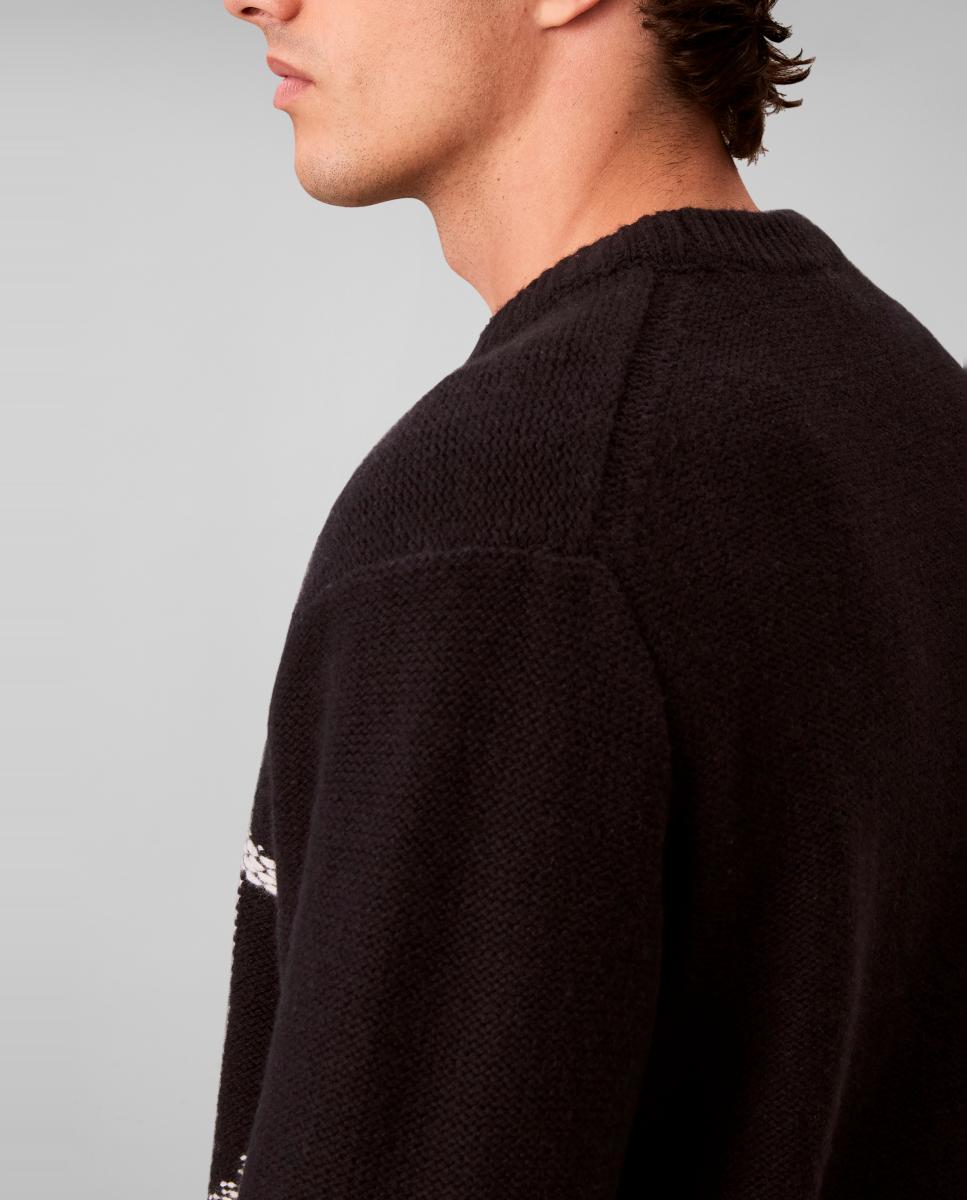 Jersey Hombre mezcla lana con monogram - Calvin Klein Jeans - Negro Negro-5