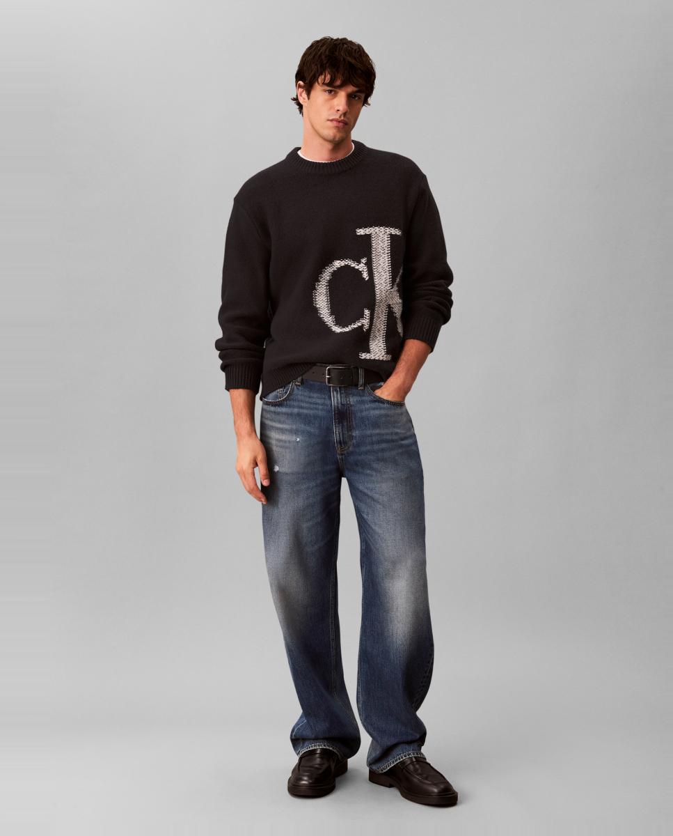 Jersey Hombre mezcla lana con monogram - Calvin Klein Jeans - Negro Negro-7