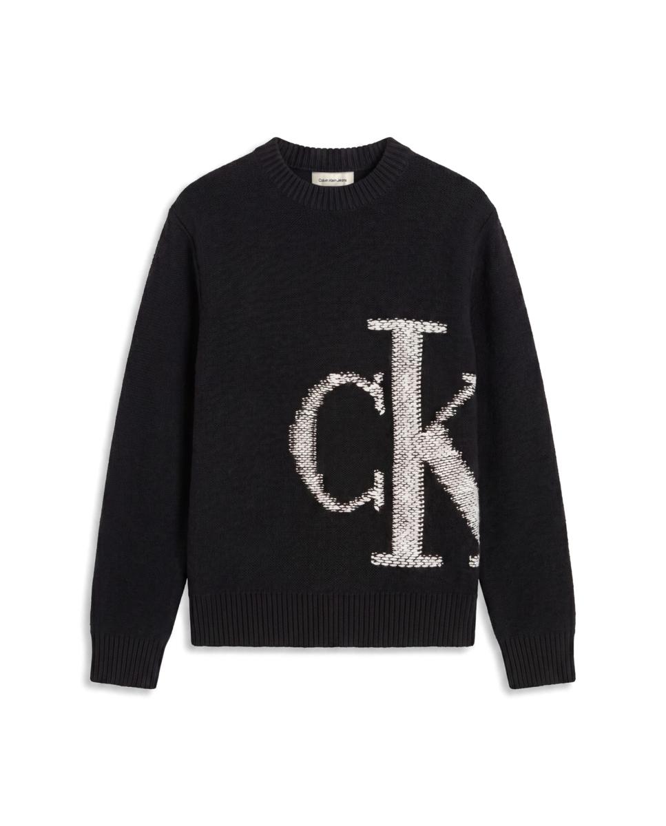 Jersey Hombre mezcla lana con monogram - Calvin Klein Jeans - Negro Negro-6