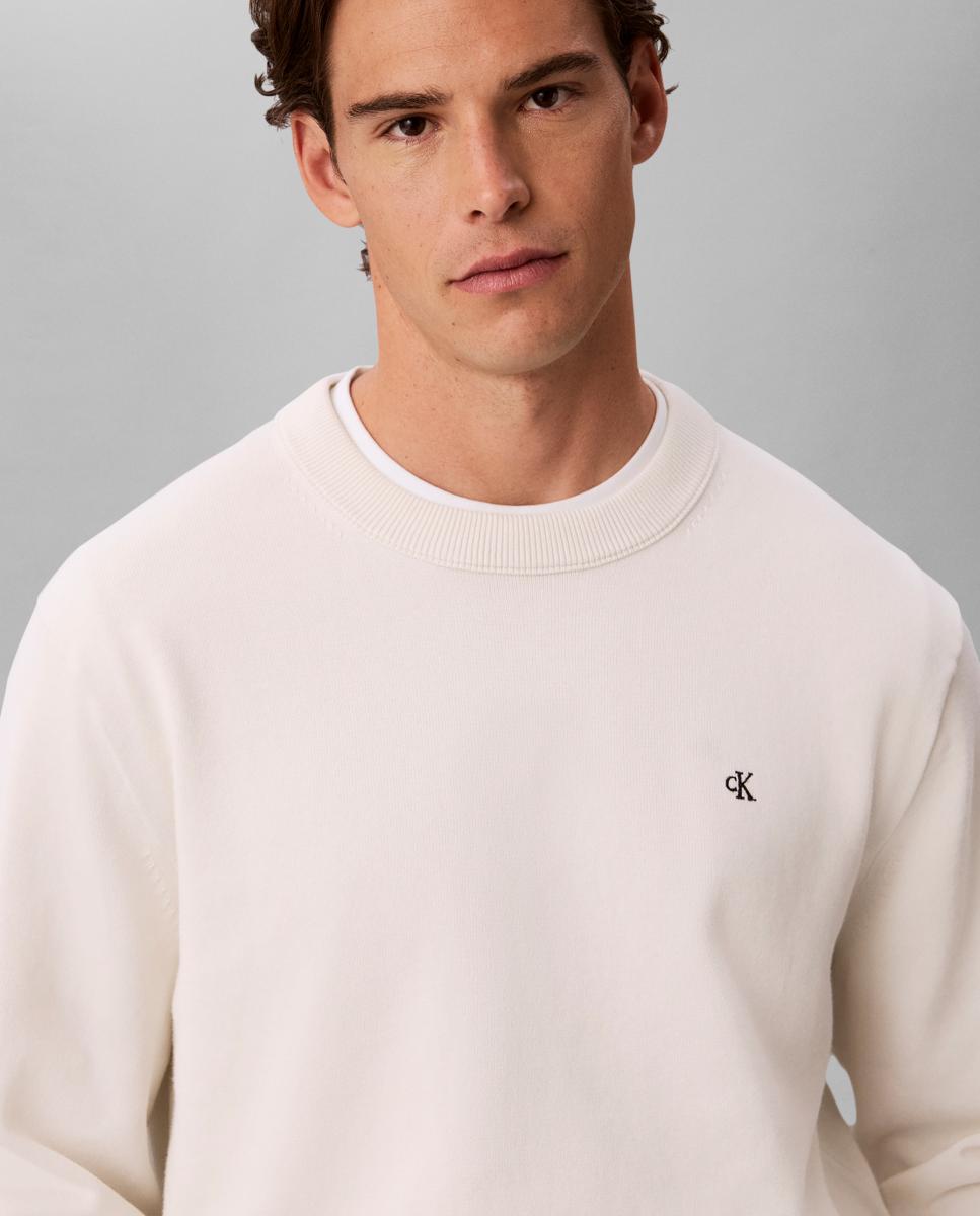 Jersey Hombre algodón cuello redondo clásico - Calvin Klein Jeans - Crudo Crudo-3