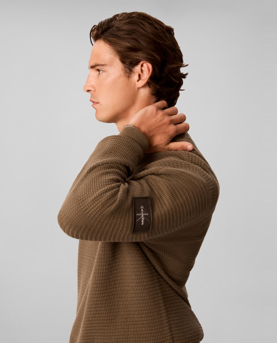 Imagen 4 de Jersey Hombre textura cuello redondo - Calvin Klein Jeans - Verde militar Verde militar